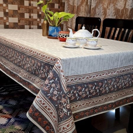 Grey Stripe Pattern Handmade Canvas Cotton Table Cover